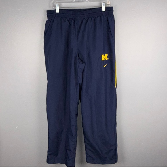 Nike Team Track Pants Men’s L Vintage Michigan Wolverines Navy and Yellow Y2K - Picture 1 of 8
